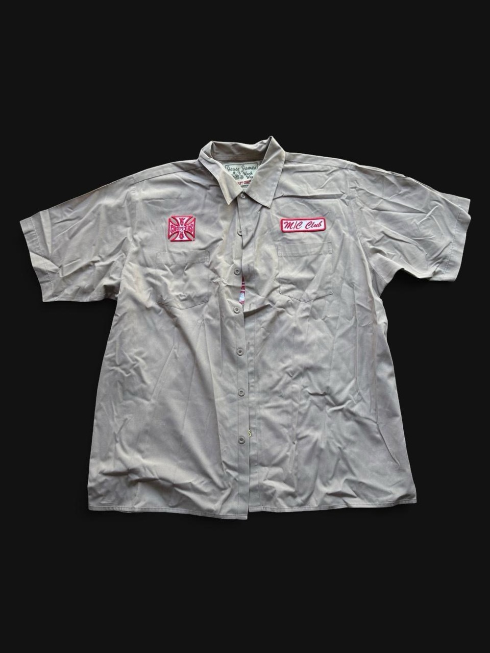 ✨West Coast Choppers Jesse James Work Wear Shirt with red cross logo Size XL✨